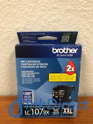 Genuine Brother LC107BK LC-107BK LC-107 XXL Ink Jet Cartridge Black Ink Jet Cartridge , Brother - All-in-One DCP J4110DW, MFC J4410DW, J4510DW, J4610DW, J4710DW,