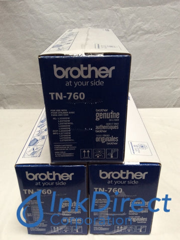 Genuine Brother TN760 TN-760 Toner Cartridge Black ( Lot of 3 ) DCP L2550DW HL L2350DW L2370DW L2370DW XL L2390DW L2395DW MFC L2710DW