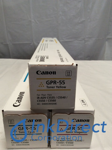 Genuine Canon 0482C003AA 0483C003AA 0484C003AA GPR-55 Toner Cartridge Cyan Magenta Yellow ImageRunner Advance C5535i C5540i C5550i C5560i
