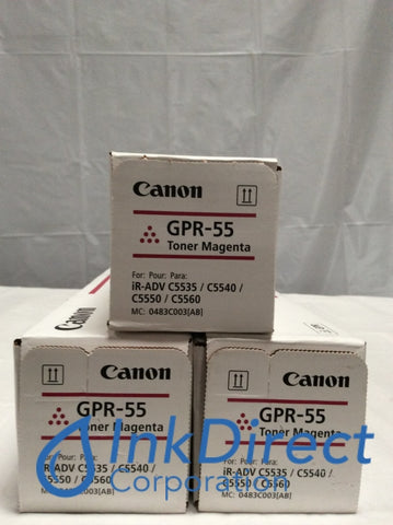 Genuine Canon 0483C003AA 0483C003 GPR-55 Toner Cartridge Magenta ( lot of 3 ) Advance C5535i C5540i C5550i C5560i Toner Cartridge