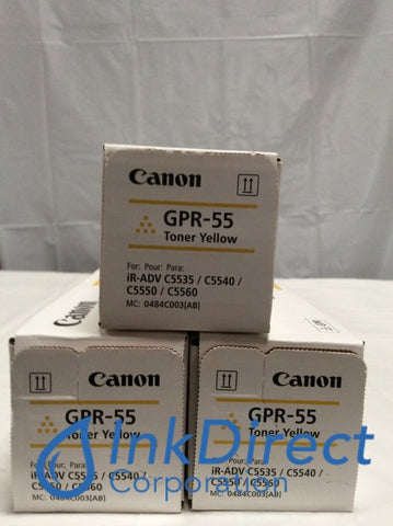 Genuine Canon 0484C003AA 0484C003 GPR-55 Toner Cartridge Yellow ( lot of 3 ) Advance C5535i C5540i C5550i C5560i Toner Cartridge