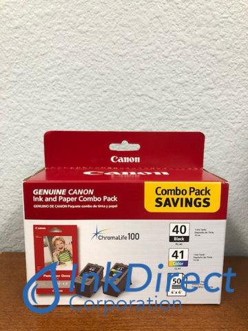 Genuine Canon 0615B009AB PG-40 CL-41 Plus 50 Pack of Photo Paper Ink Jet Cartridge Black & Color Ink Jet Cartridge , Canon - Multi Function IP 1600, 1700, 1800 Series, 2600, MP 140, 150, 160, 170, 180, 190, 210, 450, 460, MX 300, 310,