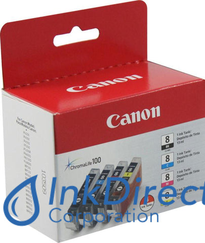 Genuine Canon 0620B010Ab Cli-8 (Bk/c/m/y) Ink Jet Cartridge Black & Color Canon - InkJet Printer Pixma Pro 9000 Mark II, - Multi Function MP 950