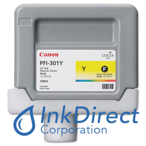 Genuine Canon 1489B001Aa Pfi-301Y Ink Jet Cartridge Yellow