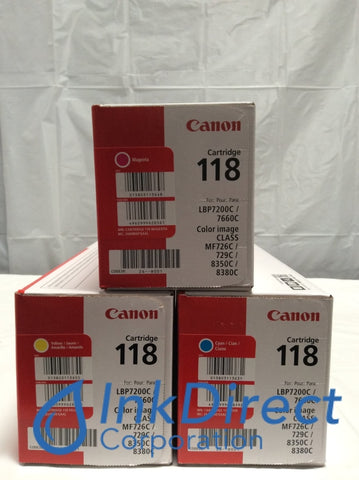 Genuine Canon 2661B001AA 2660B001AA 2659B001AA Canon 118 Toner Cartridge Cyan Magenta Yellow LBP7200CDN LBP7660CDN MF8350CDN MF8380CDW Toner