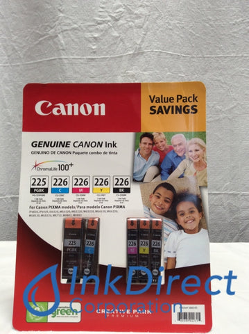 Genuine Canon 4530B010 4530B010AA PGI-225PGBK & CLI-226 (B/C/M/Y) Ink Jet Cartridge Black & Color Ink Jet Cartridge