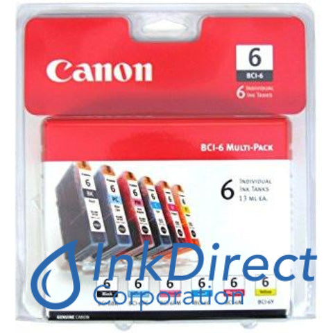 Genuine Canon 4705A018Aa Bci-6Bk B/c/m/y/pc/pm Ink Jet Cartridge Multi-Pack Tank