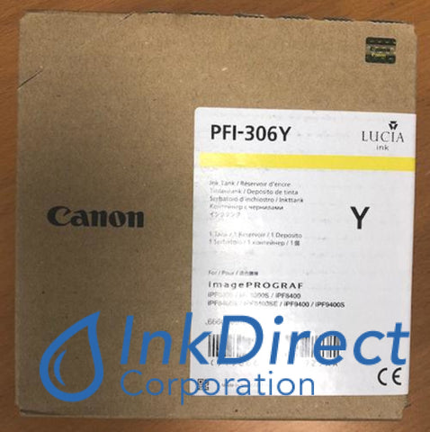 Genuine Canon 6660B001Aa Pfi-306Y Ink Tank Yellow