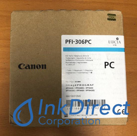 Genuine Canon 6661B001Aa Pfi-306Pc Ink Tank Photo Cyan