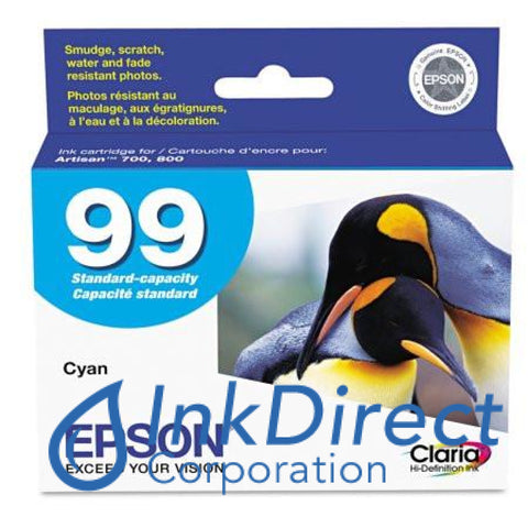 Genuine Epson T099220 T0992 99 High Yield Ink Jet Cartridge Cyan