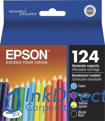 Genuine Epson T124120Bcs T124120-Bcs 124 Bcmy Ink Jet Cartridge Black & Color