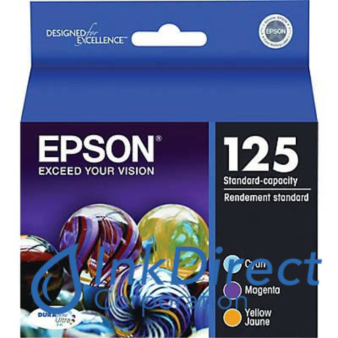 Genuine Epson T125520 Oem 125 Standard Capacity C/m/y Ink Tank Tri-Color