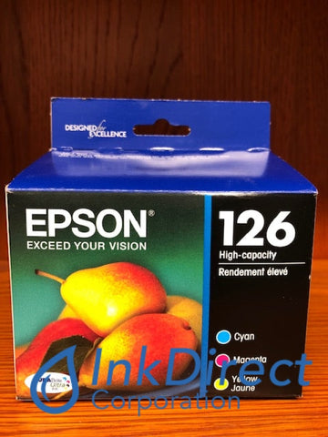 Genuine Epson T126520 Epson 126 Ink Jet Cartridge Tri-Color Ink Jet Cartridge , Epson   - All-in-One  WorkForce 3520,  3530,  3540,  435,  520,  545,  60,  630,  633,  635,  645,  840,  845,  WF-7510,  WF-7520,   - InkJet Printer WorkForce  WF-7010,