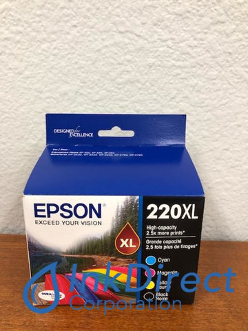 Genuine Epson T220XLXCS T220XL-XCS Epson 220XL Ink Jet Cartridge Black Cyan Magenta Yellow Ink Jet Cartridge , Epson   - All-in-One  Expression XP-320,  XP-420,  XP-424,  WorkForce  WF-2630,  WF-2650,  WF-2660,  WF-2750,  WF-2760