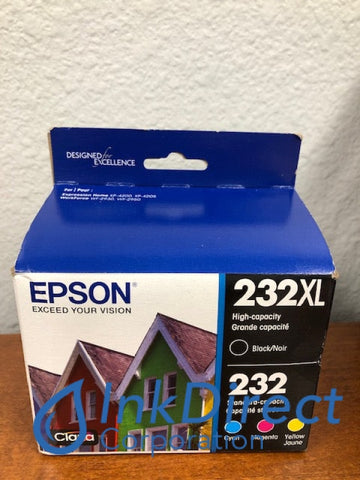 Genuine Epson T232XLBCS T232XL-BCS Epson 232XL 232 Ink Jet Cartridge Black & Color Ink Jet Cartridge , Epson   - All-in-One  Expression Home XP-4200,  XP-4205,  WorkForce  WF-2930,  WF-2950,