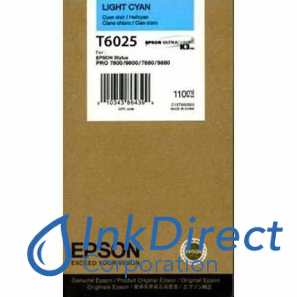 Genuine Epson T602500 T6025 Ink Jet Cartridge Light Cyan – Ink Direct ...