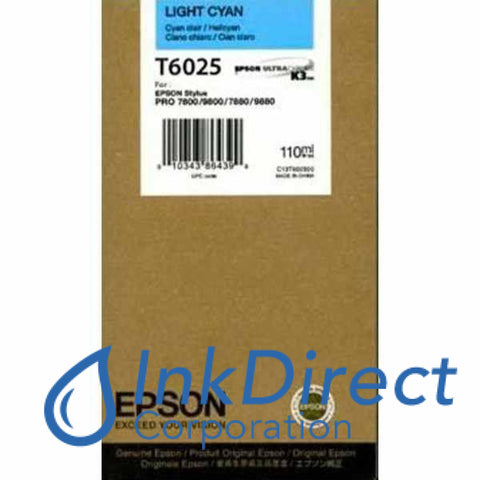 Genuine Epson T602500 T6025 Ink Jet Cartridge Light Cyan