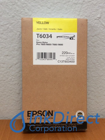 Genuine Epson T603400 T6034 C13T603400 Ink Jet Cartridge Yellow Stylus Pro 7800 7880 9800 9880 Ink Jet Cartridge , Epson - InkJet Printer Stylus Pro 7800, 7880, 9800, 9880