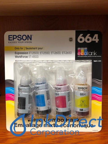 Genuine Epson T66414SVH T6641-4-SVH Epson 664 Ink Tank Black Cyan Magenta Yellow Ink Jet Cartridge ,  Epson   - All-in-One  ET 16500,  2500,  2550,  2600,  2650,  3600,  4500,  4550,