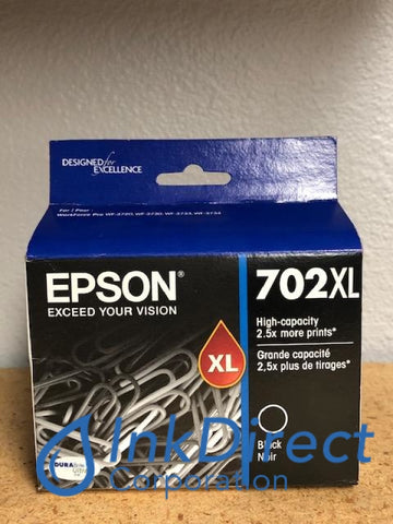 Genuine Epson T702XL120 702XL High Yield Ink Jet Cartridge Black WorkForce 3720 Ink Jet Cartridge , Epson   - All-in-One  Workforce Pro WF-3720,  WF-3730,  WF-3733