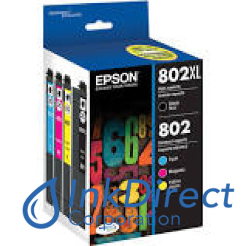 Genuine Epson T802Xl-Bcs 802Xl Blk 802 Cmy Ink Jet Cartridge 4-Color