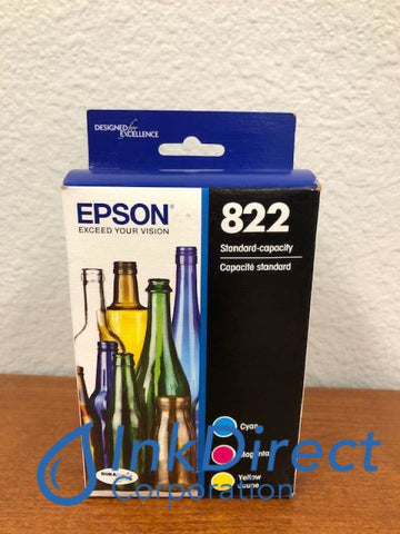 Genuine Epson T822520 T822 Ink Jet Cartridge Cyan Magenta Yellow Ink Jet Cartridge , Epson - All-in-One Workforce Pro WF-3820, WF-4820, WF-4830, WF-4834