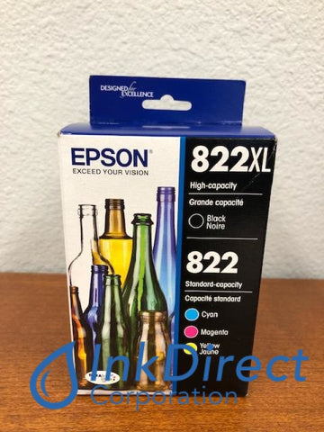 Genuine Epson T822XLBCS T822XL-BCS Epson T822XL BK / T822 CMY Ink Jet Cartridge Black & Color Ink Jet Cartridge , Epson - All-in-One Workforce Pro WF-3820, WF-4820, WF-4830, WF-4834