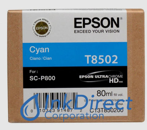 Genuine Epson T850200 T8502 Epson T850 Ink Jet Cartridge Cyan SureColor P800 Ink Jet Cartridge , Epson - InkJet Printer SureColor P800