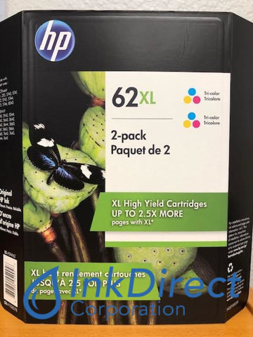 HP M0J01BN HP 62XL Tri-Color Twin Pack Ink Jet Cartridge ( 2 x C2P07AN ) Ink Jet Cartridge , HP - All-in-One ENVY 5540, 5660, 5665, 7640, 7645, - InkJet Printer OfficeJet 5742, 5744, 5745, 8040, - Multi Function OfficeJet 5740 , HP - All-in-One ENVY 5540, 5660, 5665, 7640, 7645, - InkJet Printer OfficeJet 5742, 5744, 5745, 8040, - Multi Function OfficeJet 5740