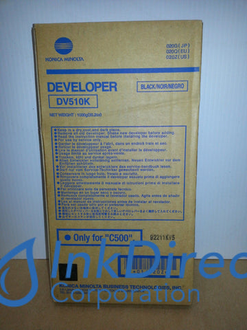 Genuine Konica Minolta 020Z Dv-510K Dv510K Developer / Starter Black , BizHub Pro C500