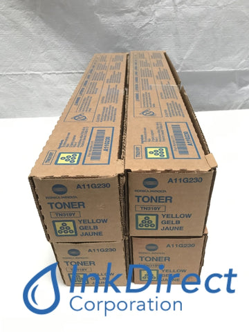 Genuine Konica Minolta A11G230 TN-319Y TN319Y Toner Cartridge Yellow ( Lot of 4 ) Toner Cartridge Multi Function BizHub C360