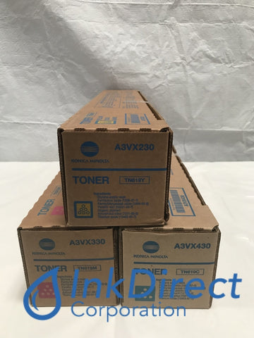 Genuine Konica Minolta A3VX230 A3VX330 A3VX430 TN619Y TN619M TN619C Toner Cartridge Yellow Magenta Cyan Press C1060 C1070 Toner Cartridge