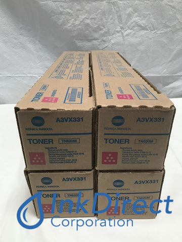 Genuine Konica Minolta A3VX331 TN-620M TN620M Toner Cartridge Magenta ( Lot of 4 ) BizHub Pro C1060L Toner Cartridge Digital Printer BizHub Pro C1060L,