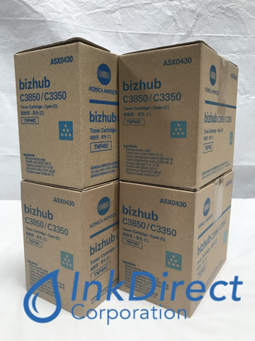 Genuine Konica Minolta A5X0430 TNP-48C TNP48C Toner Cartridge Cyan ( lot of 4 ) Toner Cartridge , Konica Minolta - Multi Function BizHub C3350, C3850,