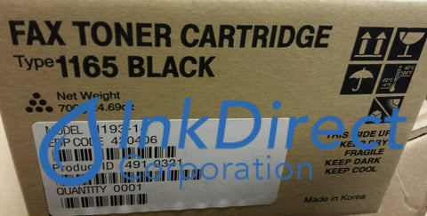 Genuine Lanier 4910321 491-0321 Type 1165 Toner Cartridge Black , Lanier - Fax Laser LF 115M, Gestetner   - Fax Laser  F 102, Ricoh   - Fax Laser  Fax 1160L, Savin   - Fax Laser  SAVINFAX 3710,