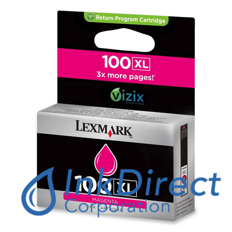 Genuine Lexmark 14N1070 Lex 100Xl High Yield Return Program Ink Jet Cartridge Magenta Multi Function S405, Impact S305, Interact S605, Intuition S505, Platinum Pro 905, Prestige Pro 805, Prevail Pro 705, Prospect Pro 205,