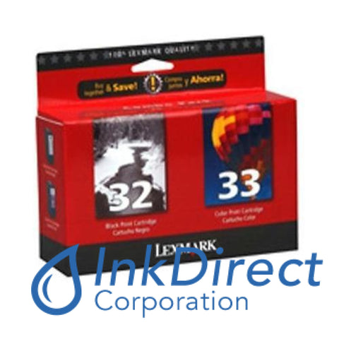 Genuine Lexmark 18C0532 18C1180 Combo Pack ( Lex 32 & 33 ) Ink Jet Cartridge Black Color