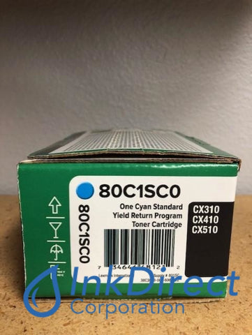 Genuine Lexmark 80C1SC0 801SC Return Program Toner Cartridge Cyan CX310 CX410 CX510 Toner Cartridge , Lexmark - Laser Printer CX310, CX410, - Multi Function CX310DN, CX310N, CX410DTE, CX410E, CX510DE, CX510DHE, CX510DTHE,