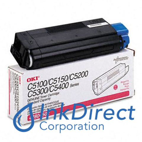Genuine Okidata 42804502 C5100 / C5300 Toner Magenta , Okidata - Laser Printer Oki C5100, C5100N, C5150, C5150N, C5200N, C5250, C5300, C5300N, C5400, C5400DN, C5400DTN, C5400N, C5400TN, C5450, C5510MFP