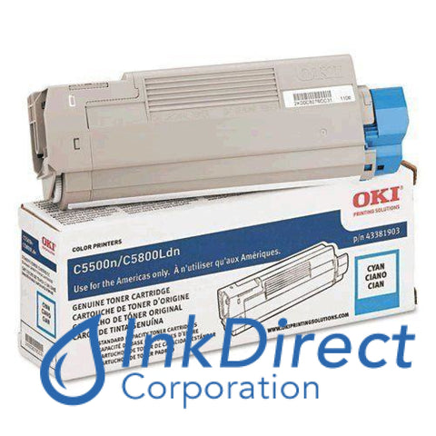 Genuine Okidata 43381903 C5500 Standard Yield Toner Cartridge Cyan