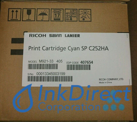 Genuine Ricoh 407654 406-654 Sp C252Ha Toner Cartridge Cyan