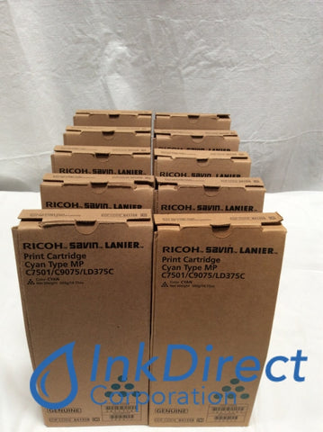 Genuine Ricoh 841358 MP C6501 C7501 Print Cartridge Cyan (lot of 10) MP C6501SP C7501SP C9065 C9075 LD 365C 375C Print Cartridge