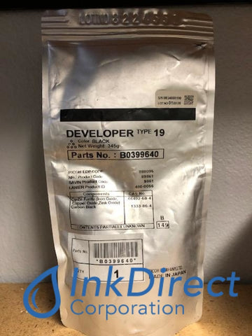 Genuine Ricoh 888095 B0399640 B039-9640 Type 19 Developer / Starter Black Developer / Starter , Gestetner - Copier Digital AFICIO 1502, 1802, Ricoh - Digital Copier AFICIO 1015, 1018, 1018D, 1113, Savin - Digital Copier AFICIO 2515, 2518