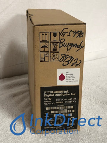 Genuine Ricoh 893127 Type IV Ink Burgundy Ink , Ricoh   - Duplicator  JP 5000,  5500,  8000,  8500,