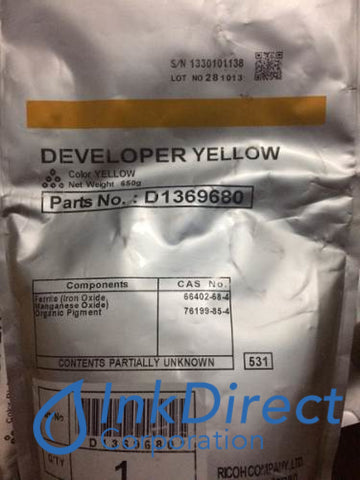 Genuine Ricoh D1369680 D136-9680 Developer Yellow Developer