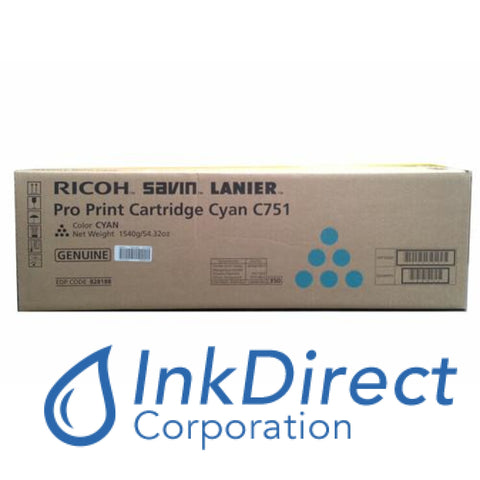 Genuine Ricoh Savin Lanier 828188 C751 Toner Cartridge Cyan , Lanier   - Copier  Pro C 651,  751,  751EX,  Ricoh   -   Pro C 651,  751,  751EX,  Savin   -   Pro C 651EX,  751EX,