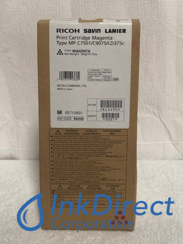 Genuine Ricoh Savin Lanier 842400 (841359) MP C6501 C7501 Print Cartridge Magenta MP C6501SP C7501SP C9065 C9075 Print Cartridge , Lanier - Multi Function LD 365C, 375C, Ricoh - Digital Copier MP C6501SP, C7501SP, Savin - Multi Function MP C9065, C9075,