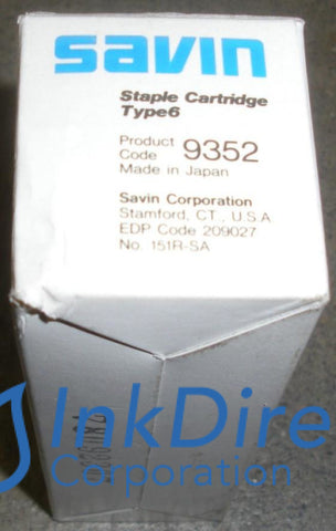 Genuine Savin 9352 Type 6 Staple Cartridge , Savin - Copier Digital 2070DP, 2535, 2545, 2555, 4035, 4045, 8045, - Copier 2055DP, 8305E, 9027, 9032, 9035, 9220, 9400, 9950, 9965, - Digital Copier 8035,