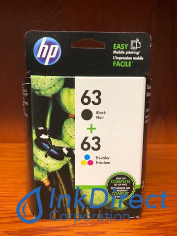 HP L0R46AN HP 63 Black and Tri-Color ( F6U62AN F6U61AN ) Ink Jet Cartridge Ink Jet Cartridge , HP - All-in-One DeskJet 1112, 2130, 2132, 3630, 3632, ENVY 4512, 4520, OfficeJet 3830, 4650,