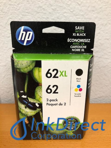 HP N9H67FN 62XL Black 62 Tri-Color Ink Jet Cartridge ( 1 each C2P05AN C2P06AN ) Ink Jet Cartridge , HP - All-in-One ENVY 5540, 5660, 5665, 7640, 7645, - InkJet Printer OfficeJet 5742, 5744, 5745, 8040, - Multi Function OfficeJet 5740,